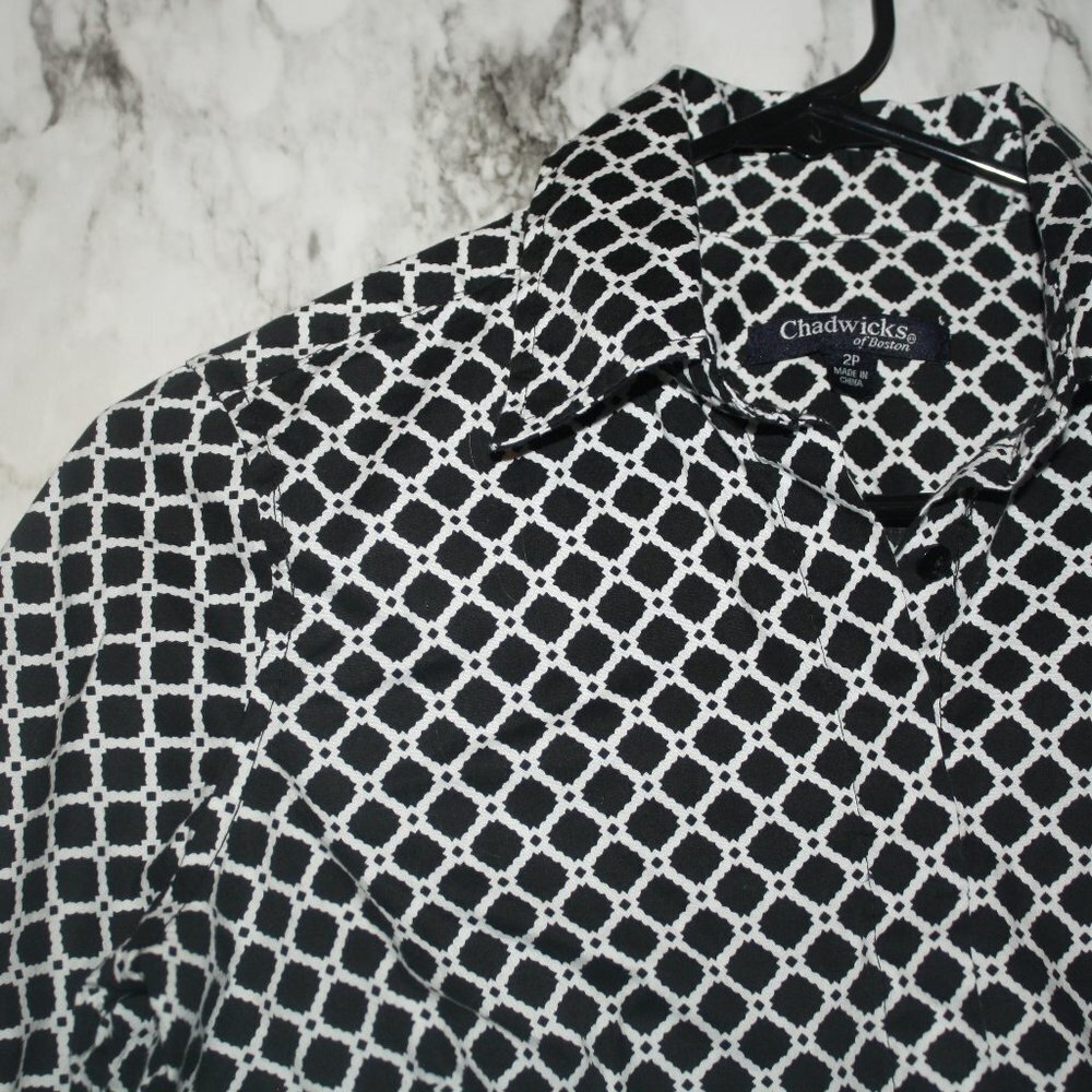 Chadwicks Black &‎ White Short Sleeve Blouse 2P